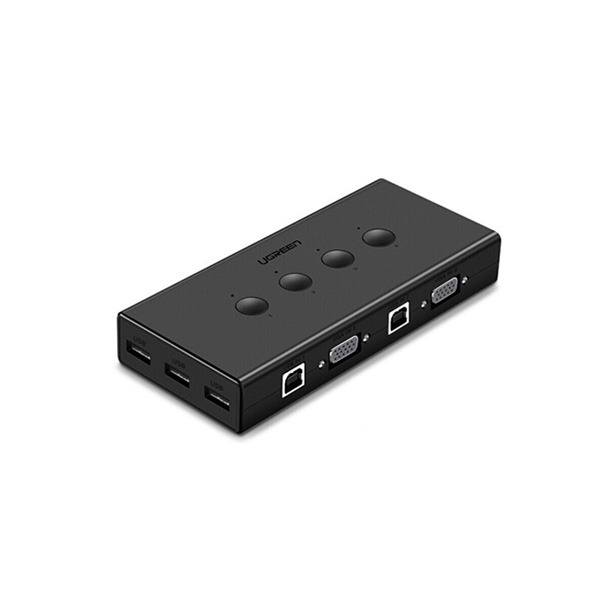 KVM Switch 4 port USB - Thiết bị 4 máy tính dùng 1 màn hình chính hãng Ugreen 50280 cao cấp