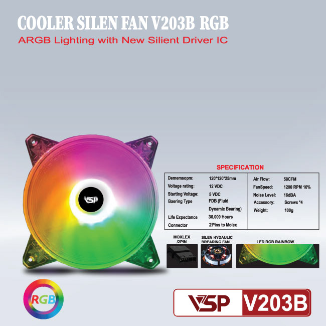 Fan Case VSP V203B LED ARGB 12cm