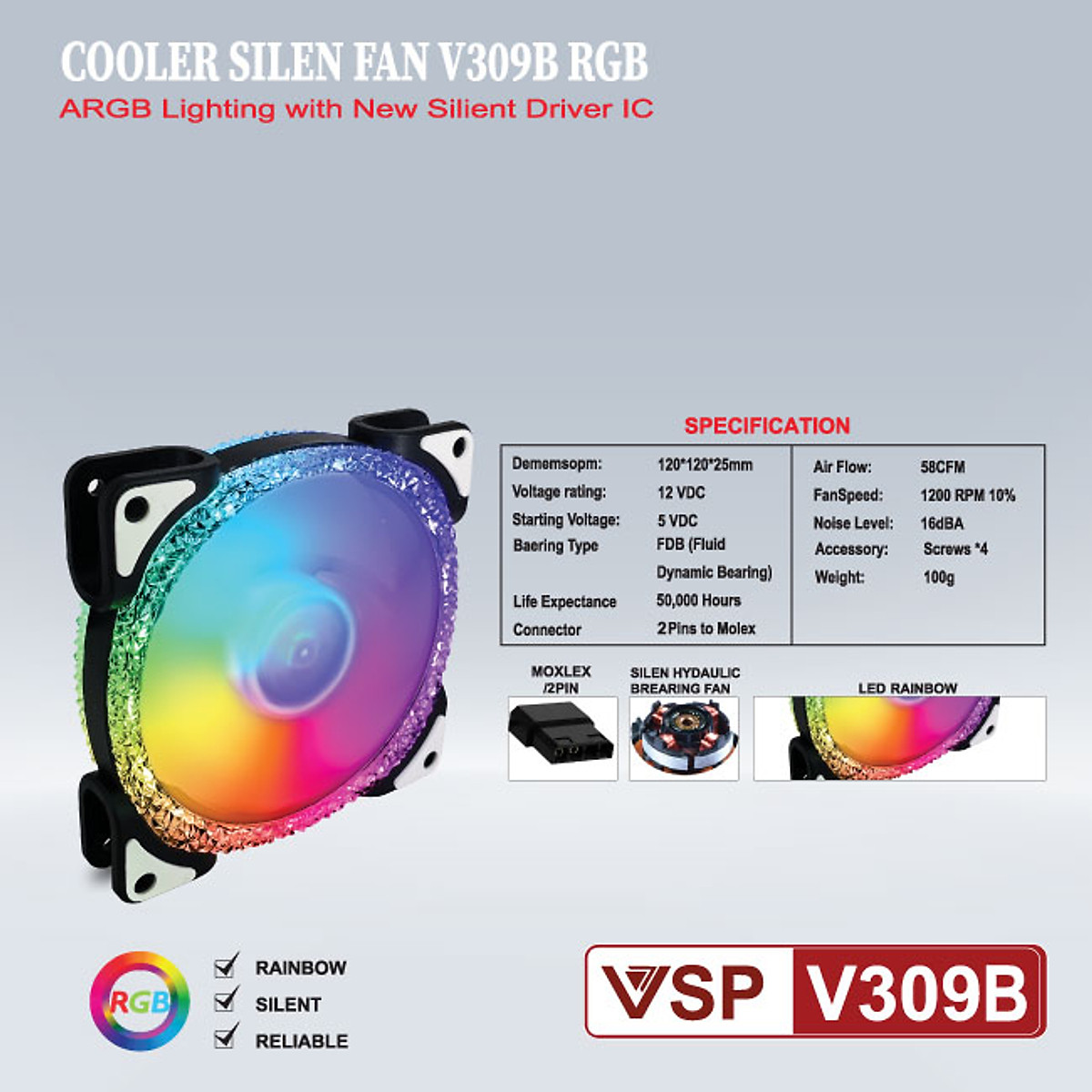 Fan Case VSP V309B LED RGB