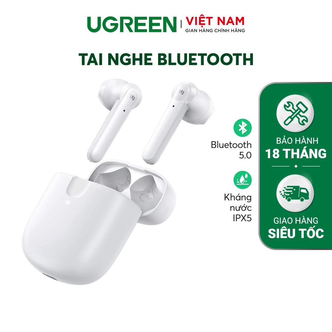 Ugreen 80652 màu trắng bt5.0 HiTune T2 Tai nghe không dây chơi game âm thanh 3D 4 micrô Loại bỏ tiếng ồn Chống nước WS105 20080652