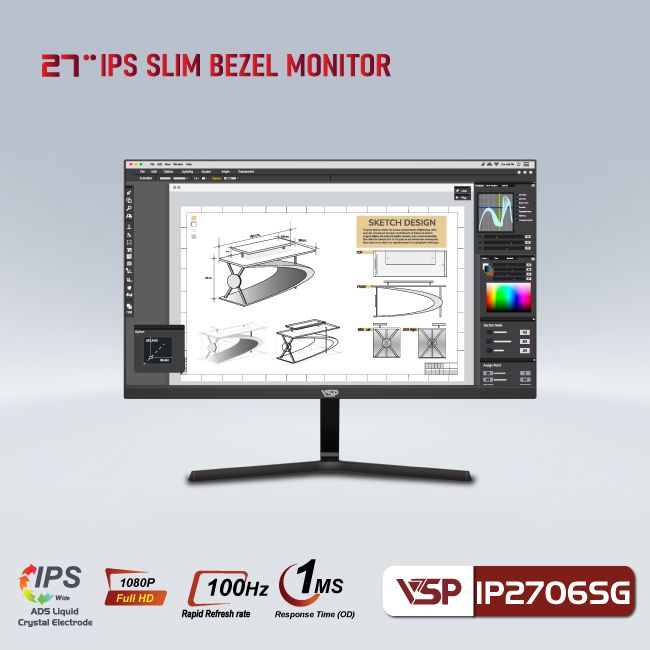 Màn hình máy tính LCD VSP IP2706SG | 27 inch/Full HD/Tấm nền IPS/100Hz Chính Hãng
