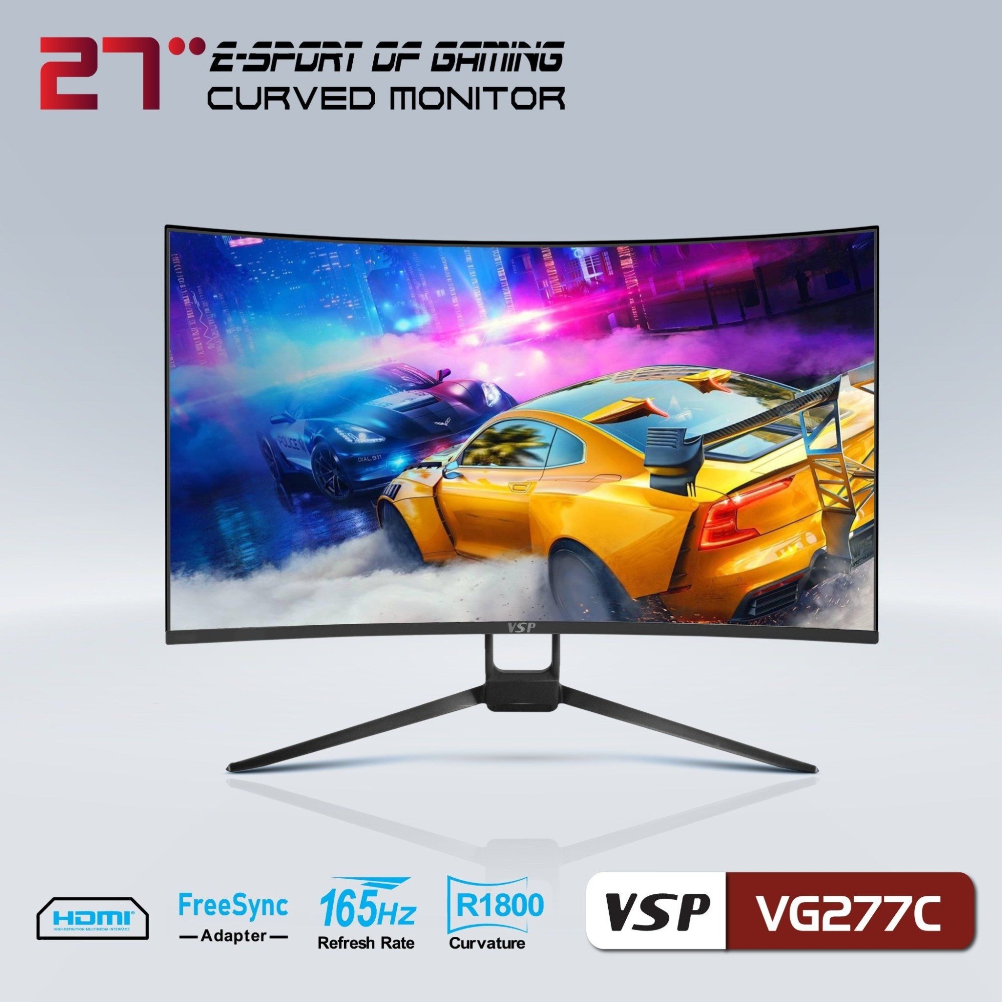 Màn hình máy tính LCD Cong VSP VG272C | 27 inch/Full HD/Tấm nền VA/165Hz Chính Hãng