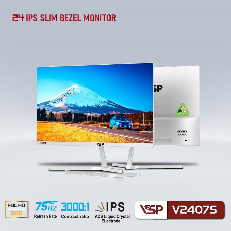 Màn hình máy tính LCD VSP V2407S Trắng | 23.8 inch/Full HD/Tấm nền VA/75Hz Chính Hãng