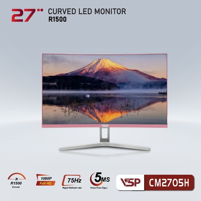 Màn hình máy tính Cong LCD VSP CM2705H | 27 inch/Full HD/Tấm nền VA/75Hz Pink