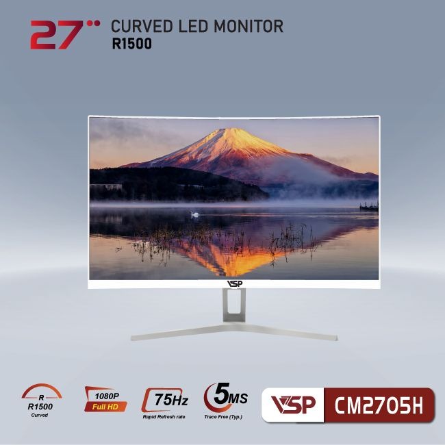 Màn hình máy tính Cong LCD VSP CM2705H | 27 inch/Full HD/Tấm nền VA/75Hz White