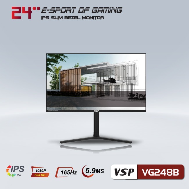 Màn hình máy tính LCD VSP VG248B | 24 inch/Full HD/Tấm nền IPS/165Hz Chính Hãng