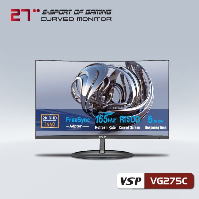Màn hình máy tính LCD Cong VSP VG275C | 27 inch/2K/Tấm nền VA/165Hz Chính Hãng