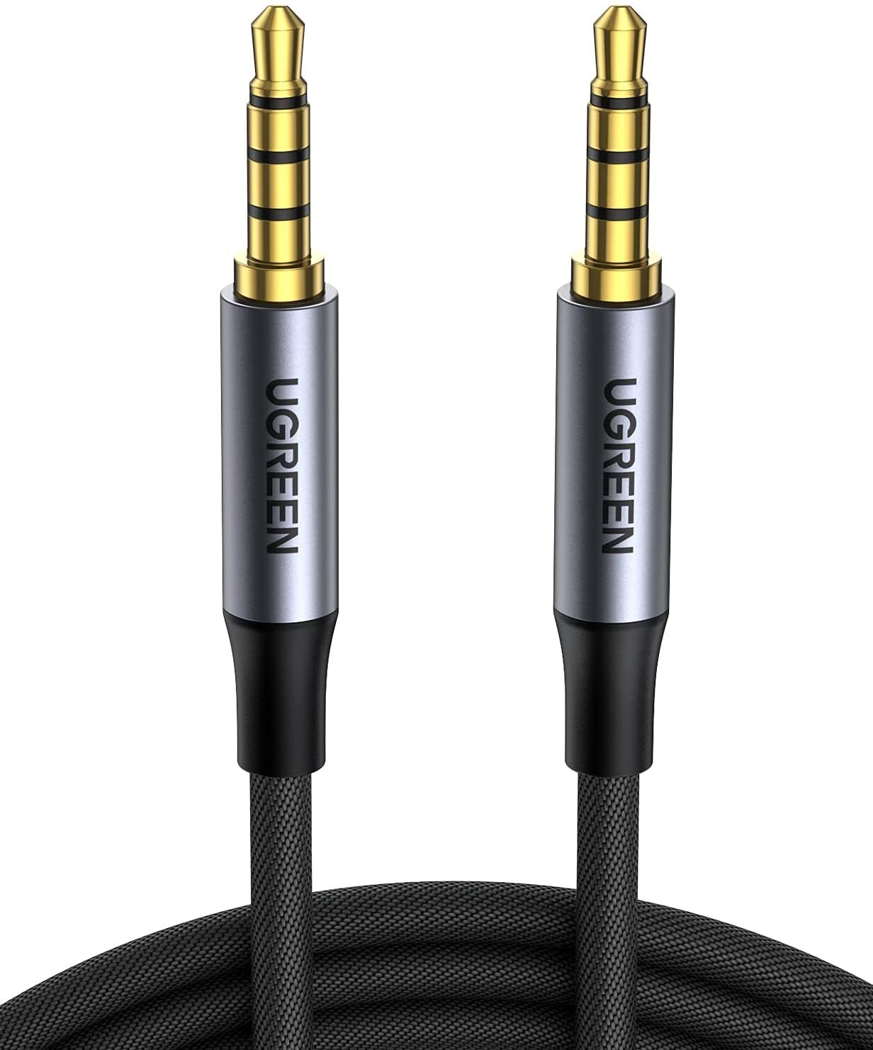 Cáp âm thanh AUX 3.5mm 2 đầu dương 4 cực dài 2M bện nylon hỗ trợ mic Ugreen 20782 cao cấp