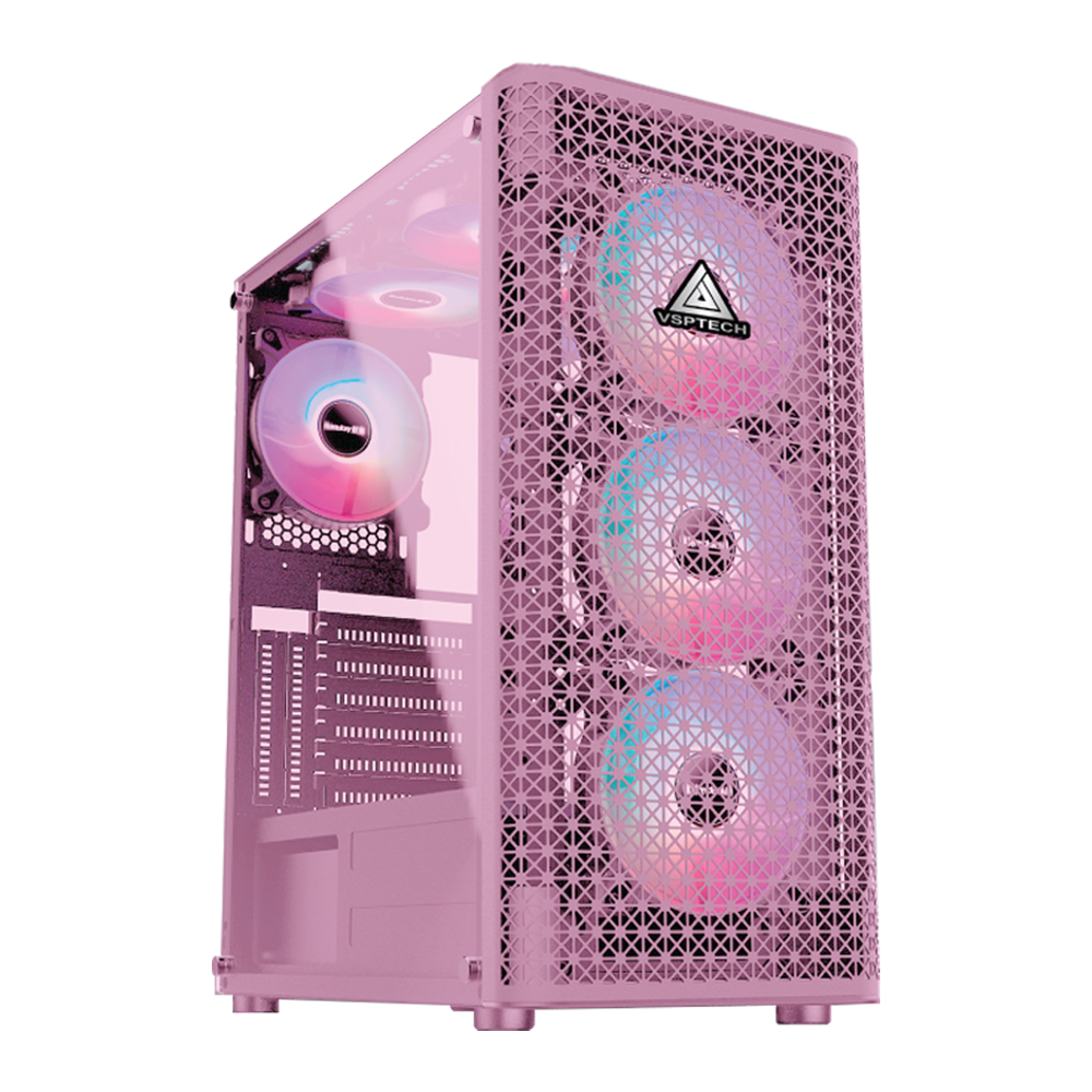 Thùng máy Case VSP Gaming T510 Pink | Hồng, Không Fan