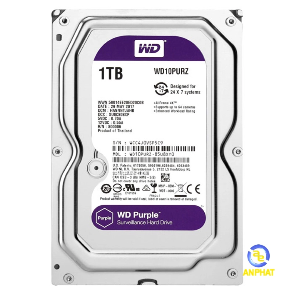 Ổ cứng HDD Western Purple 1Tb SATA3 5400rpm