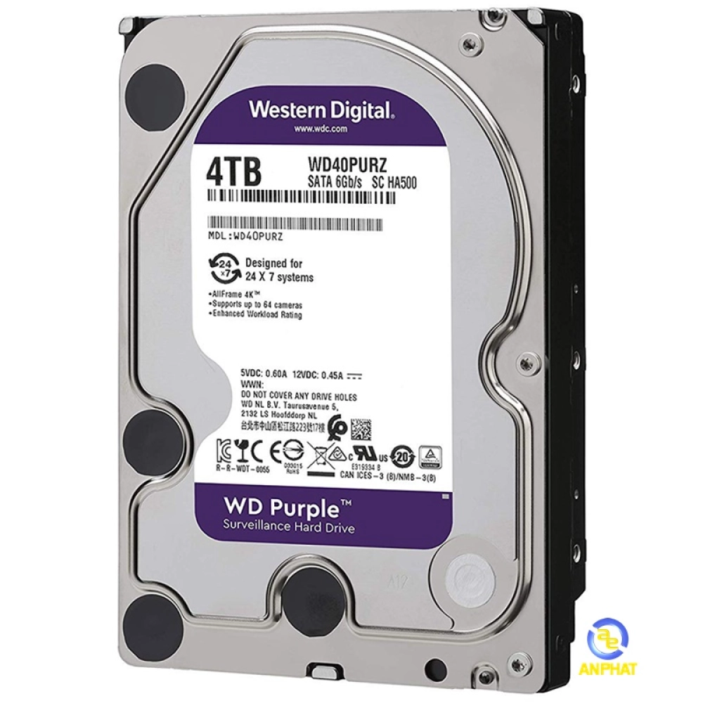 HDD WD Purple 4TB 3.5 inch SATA III 64MB Cache 5400RPM