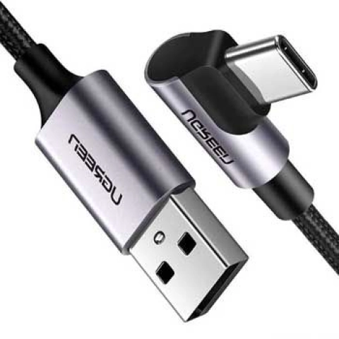 Cáp USB-C M / M UGREEN 2.0-A đến góc cạnh Vỏ nhôm với bện 3m (Đen) 70255