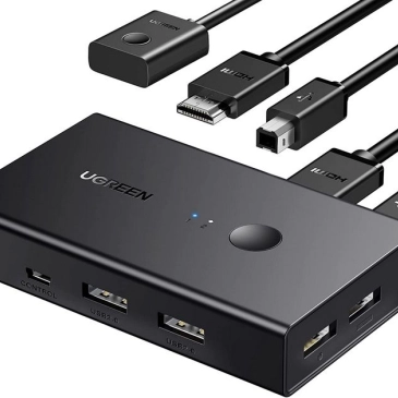 Bộ chuyển tín hiệu 2 CPU dùng 1 màn hình KVM Switch HDMI 2.0, USB 4K@60Hz Ugreen 15166 cao cấp