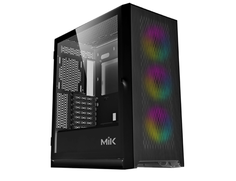 Thùng máy Case MIK STORM 360 Black | Đen, Kèm 3 Fan RGB