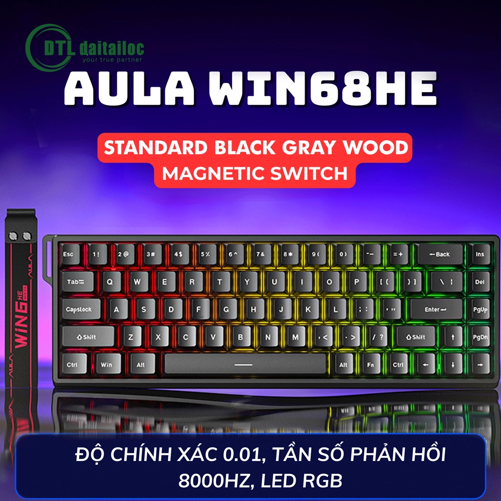 Bàn phím cơ gaming Aula WIN68HE có dây