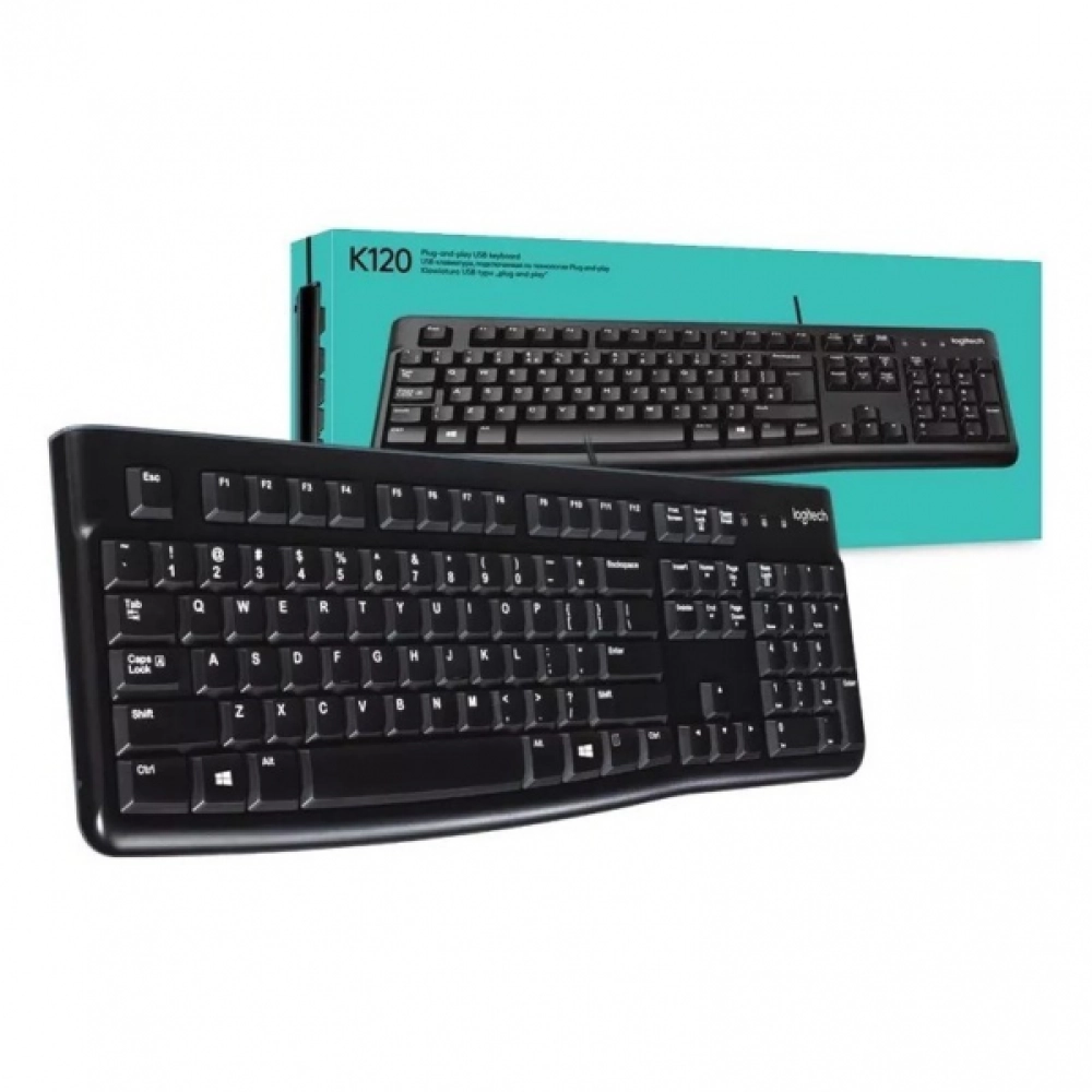 Bàn phím Logitech K120 | Đen, 104 phím, Có dây