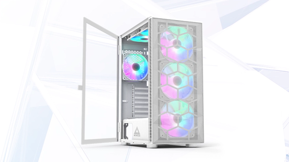 Thùng máy Case Montech X3 Mesh Trắng (Gắn Sẵn 6 Fan RGB)