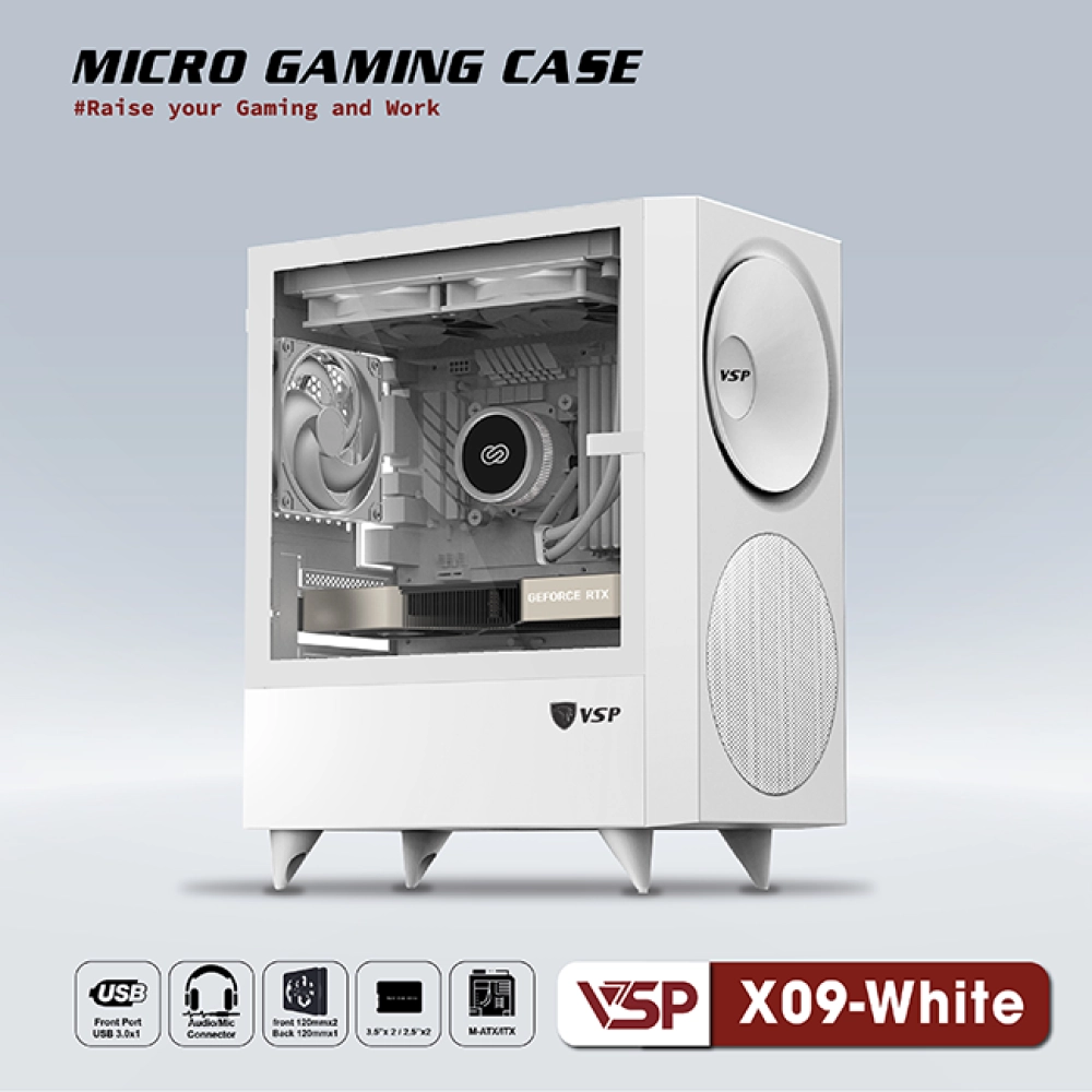 Case VSP X09 Trắng (Gaming - MATX)