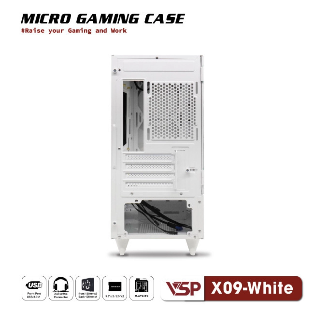 Case VSP X09 Trắng (Gaming - MATX)