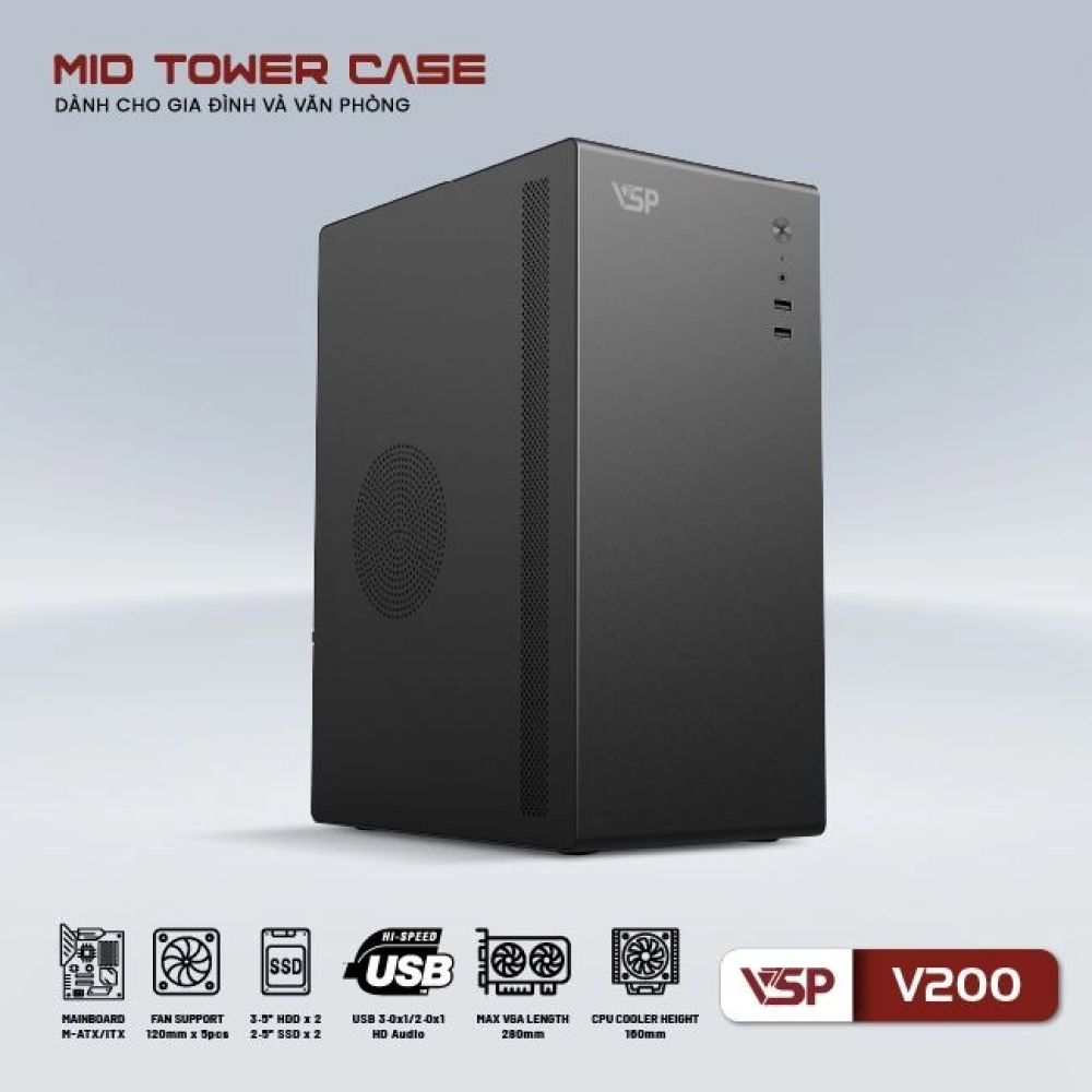 Case Thùng Máy VSP V200 Đen