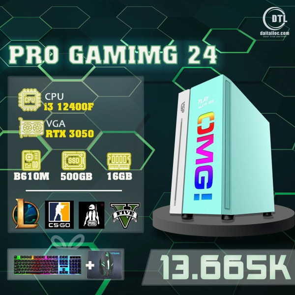 PC Gaming Pro 2024 | Intel i3 12100F| Ram 16GB | SSD 500GB