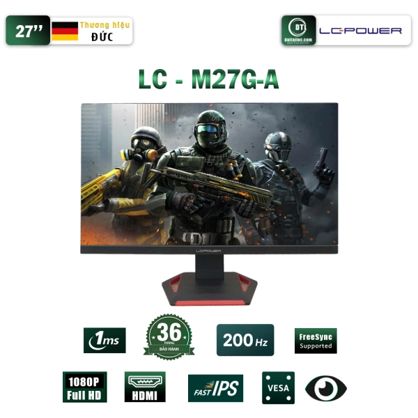 Màn hình LC POWER 27inch LC-M27G-A RGB IPS FHD 200Hz HDMI, DP