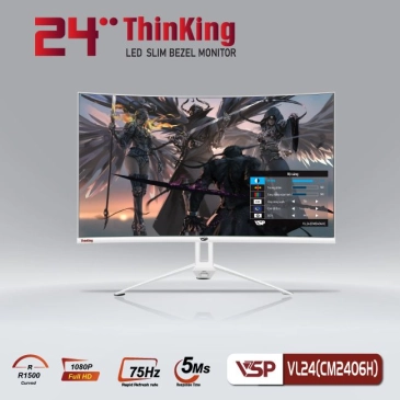 Màn hình máy tính LCD Cong VSP VL24 CM2406H White | 24 inch/Full HD/Tấm nền VA/75Hz Chính Hãng