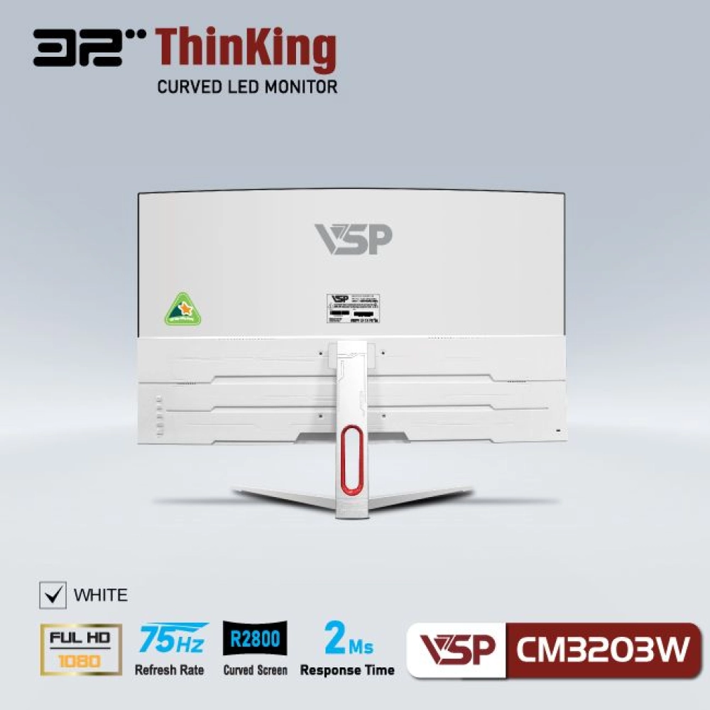Màn hình máy tính LCD Cong VSP Thinking VL32 (CM3203W) Trắng | 32 inch/Full HD/Tấm nền VA/75Hz Chính Hãng