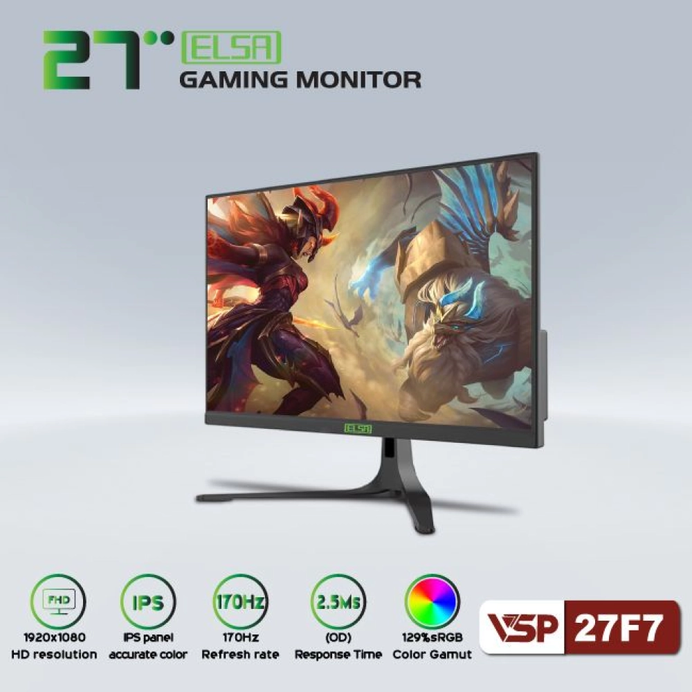 Màn hình máy tính LCD VSP ELSA 27F7 | 27 inch/Full HD/Tấm nền IPS/170Hz Chính Hãng