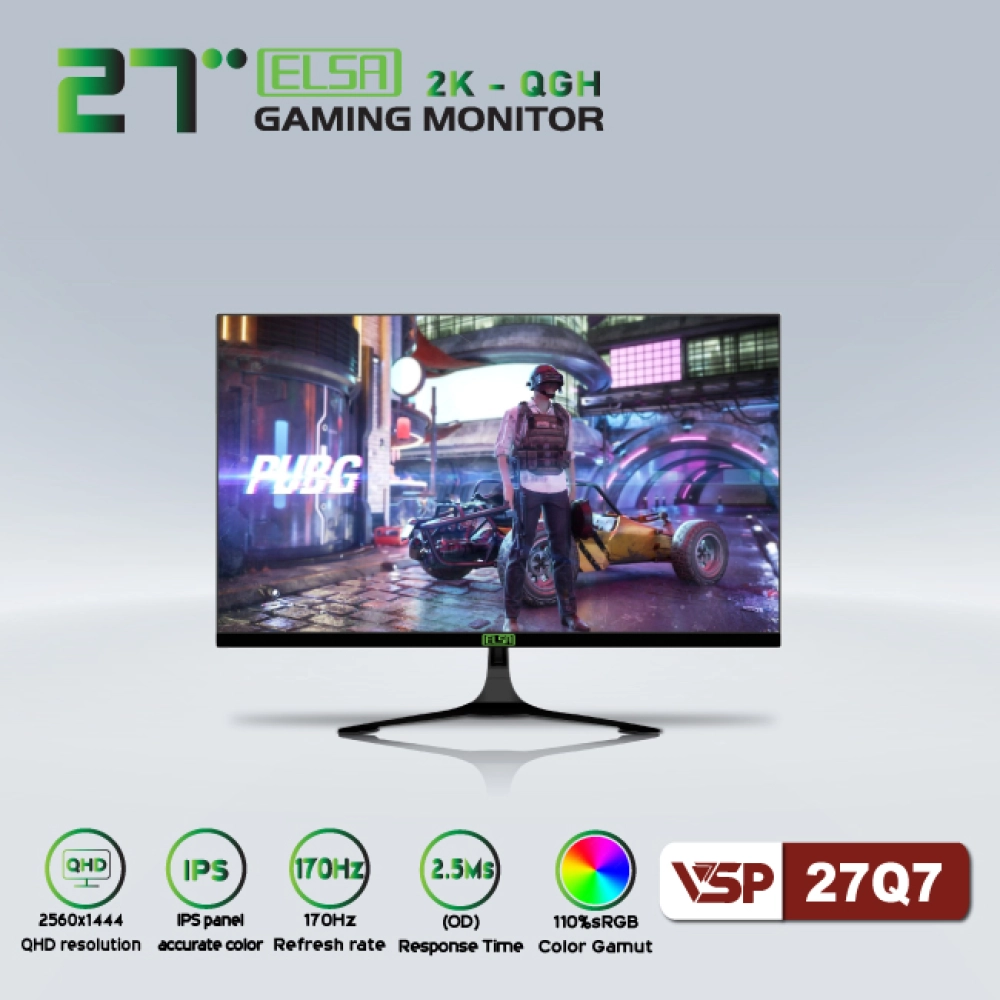 Màn hình máy tính LCD VSP ELSA 27Q7 Đen | 27 inch/2K/Tấm nền IPS/170Hz Chính Hãng