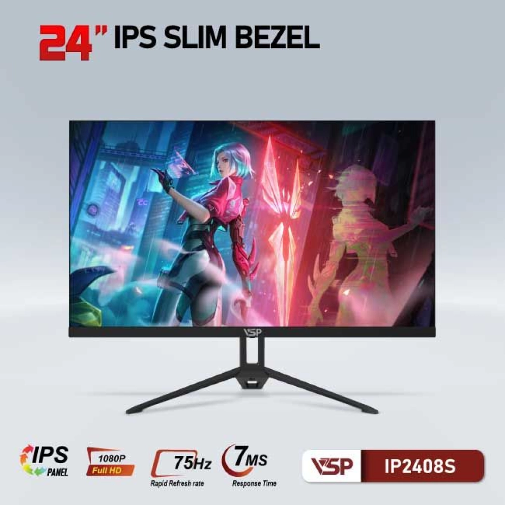 Màn hình máy tính LCD VSP IP2408S | 24 inch/Full HD/Tấm nền IPS/75Hz Chính Hãng