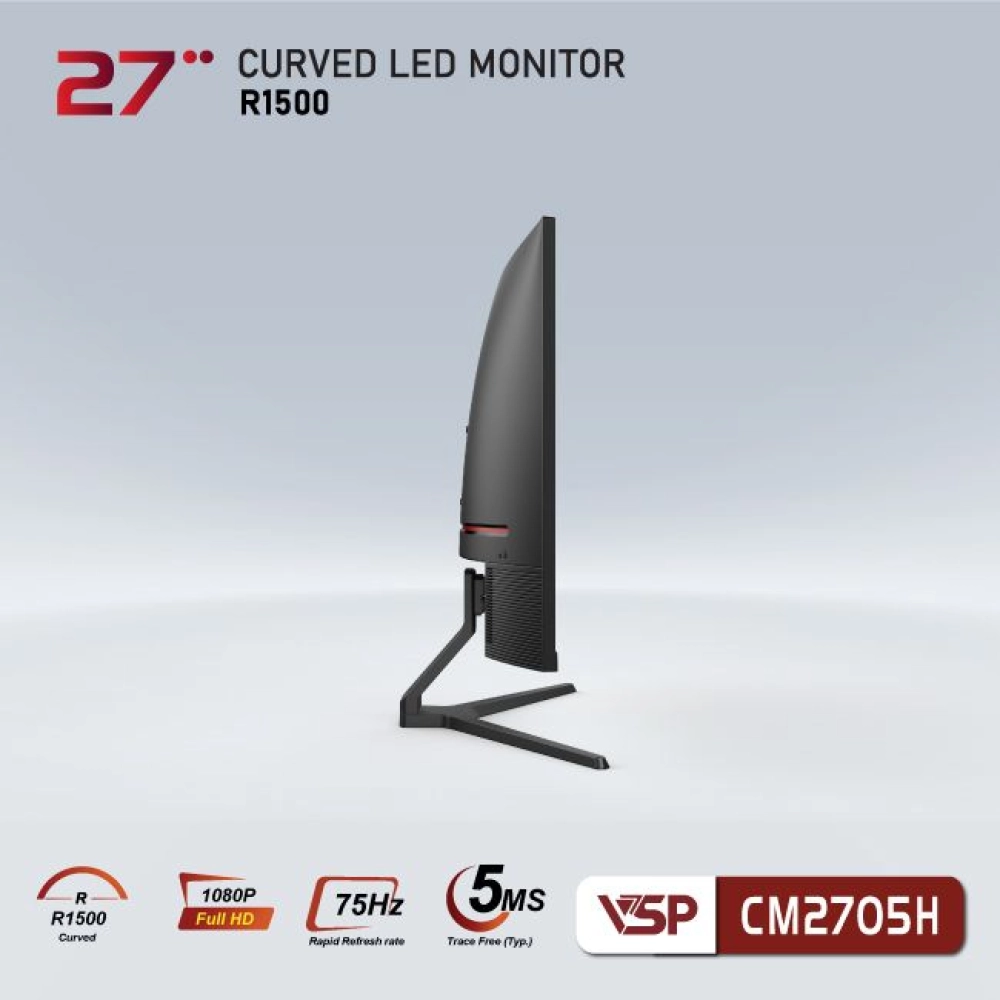 Màn hình máy tính LCD Cong VSP CM2705H đen | 27 inch/Full HD/Tấm nền VA/75Hz Chính Hãng