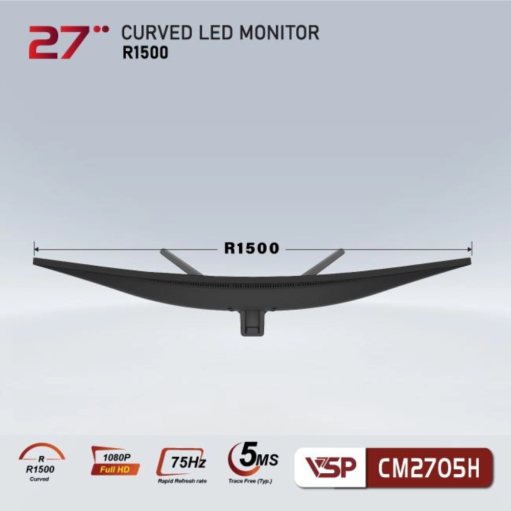 Màn hình máy tính LCD Cong VSP CM2705H đen | 27 inch/Full HD/Tấm nền VA/75Hz Chính Hãng