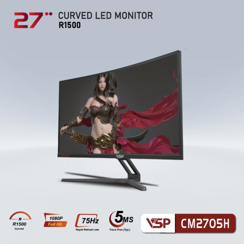 Màn hình máy tính LCD Cong VSP CM2705H đen | 27 inch/Full HD/Tấm nền VA/75Hz Chính Hãng
