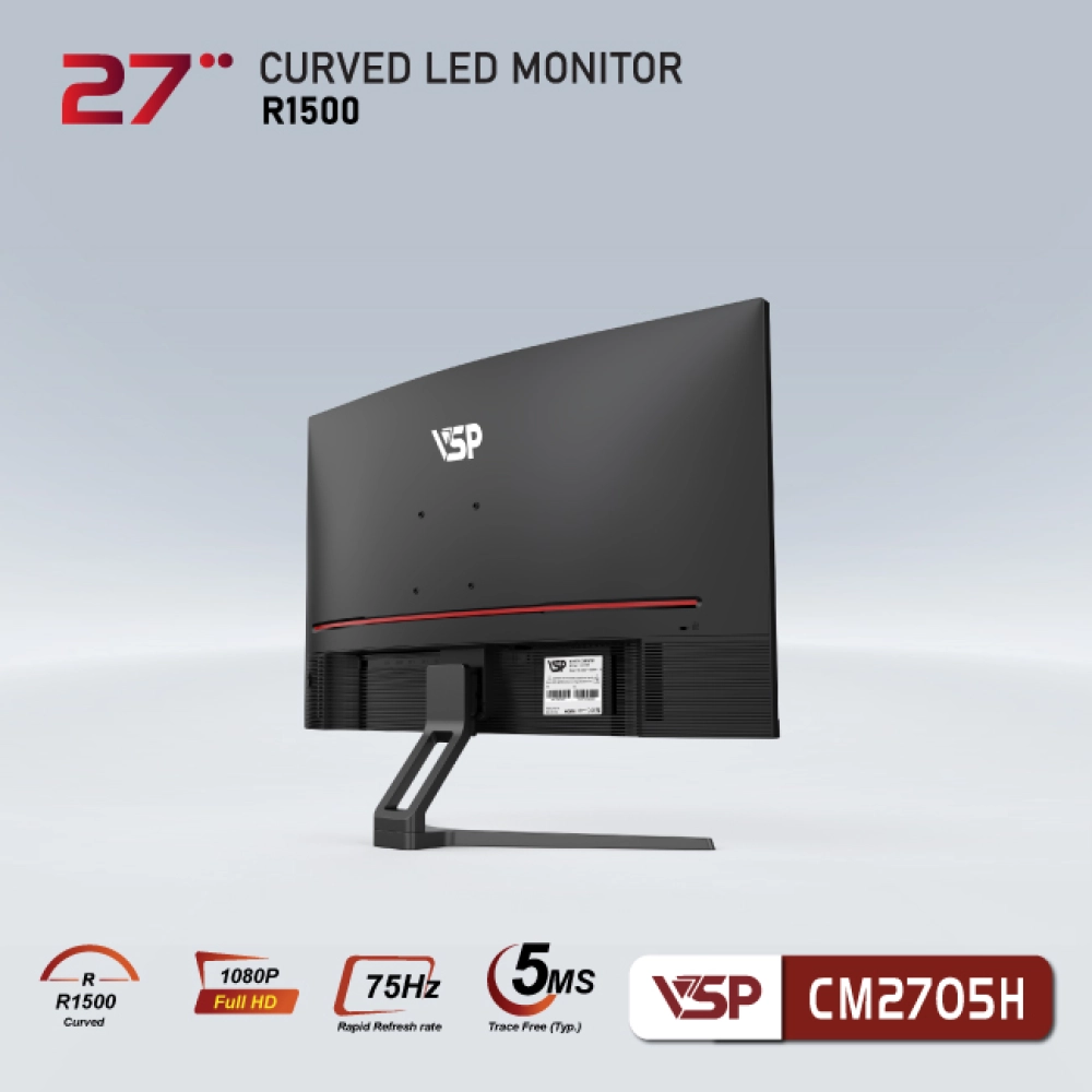 Màn hình máy tính LCD Cong VSP CM2705H đen | 27 inch/Full HD/Tấm nền VA/75Hz Chính Hãng