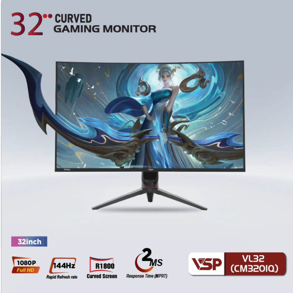 Màn hình máy tính LCD Cong VSP Thinking VL32 (CM3203B) Đen | 32 inch/Full HD/Tấm nền VA/75Hz Chính Hãng