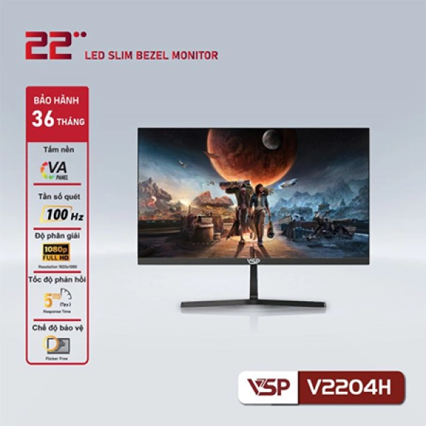 Màn hình máy tính LCD VSP 22inch V2204H FHD VA 100HZ HDMI, VGA