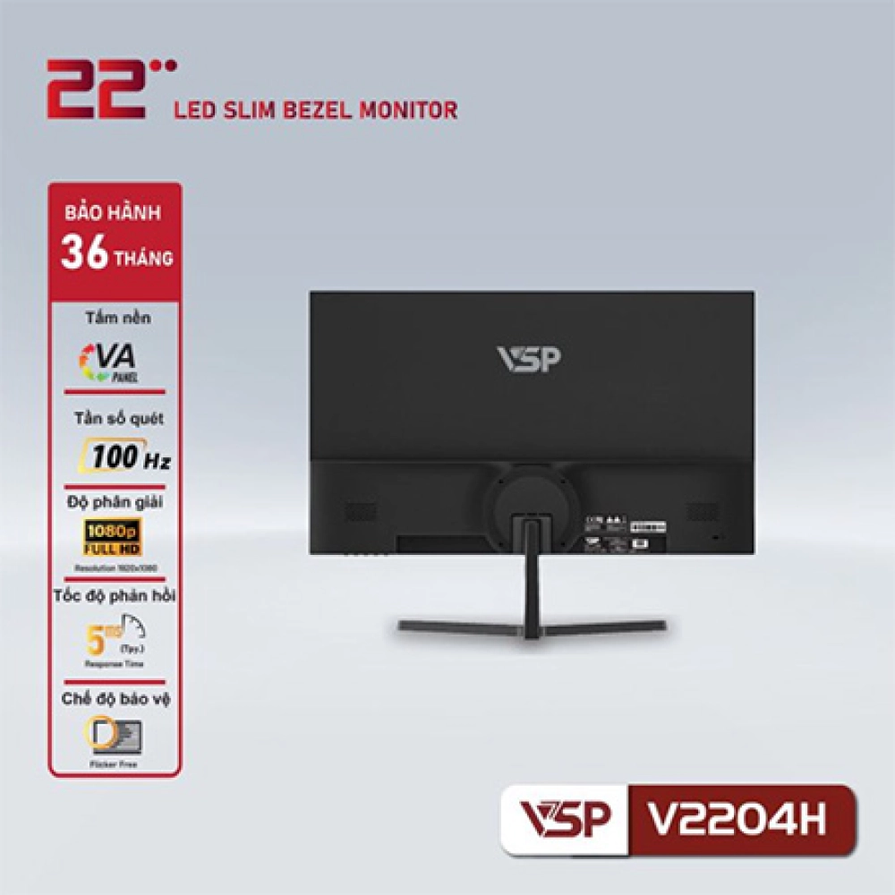 Màn hình máy tính LCD VSP 22inch V2204H FHD VA 100HZ HDMI, VGA