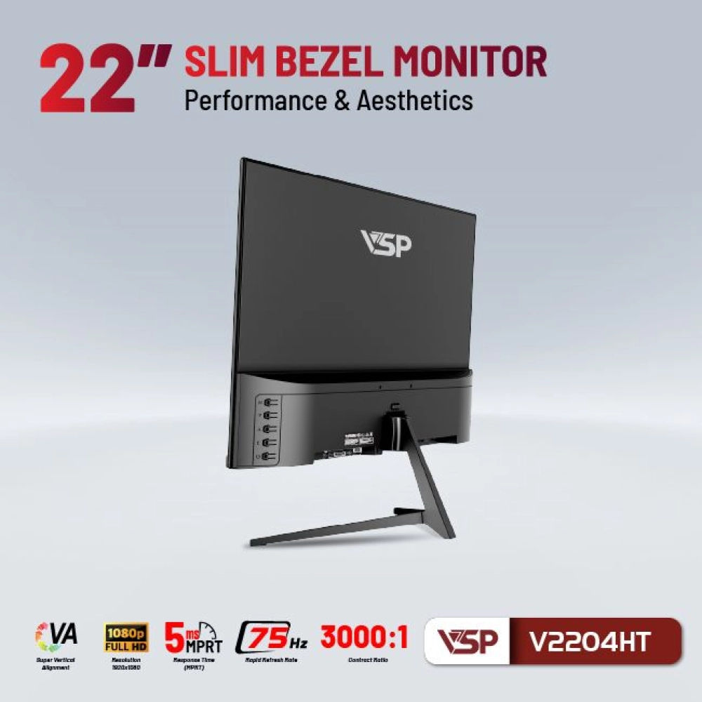 Màn hình máy tính LCD VSP V2204HT | 22 inch/Full HD/Tấm nền VA/75Hz Chính Hãng