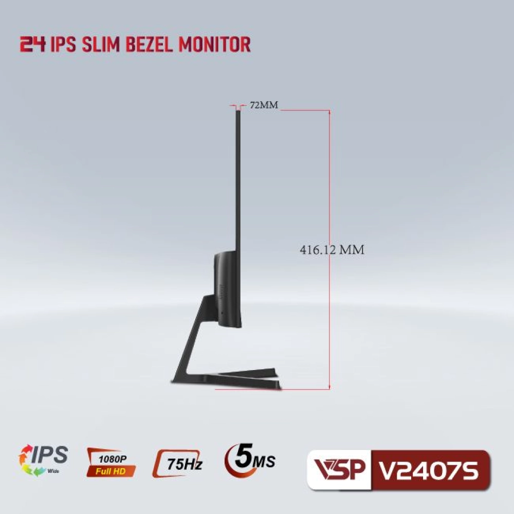 Màn hình máy tính LCD VSP V2407S Đen | 23.8 inch/Full HD/Tấm nền VA/75Hz Chính Hãng