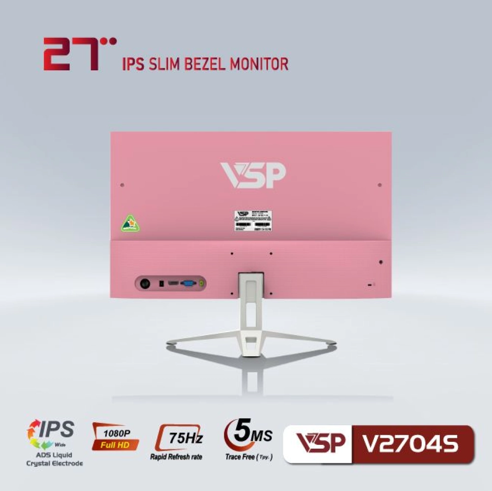 Màn hình máy tính LCD VSP V2704S Hồng | 27 inch/Full HD/Tấm nền IPS/75Hz Chính Hãng