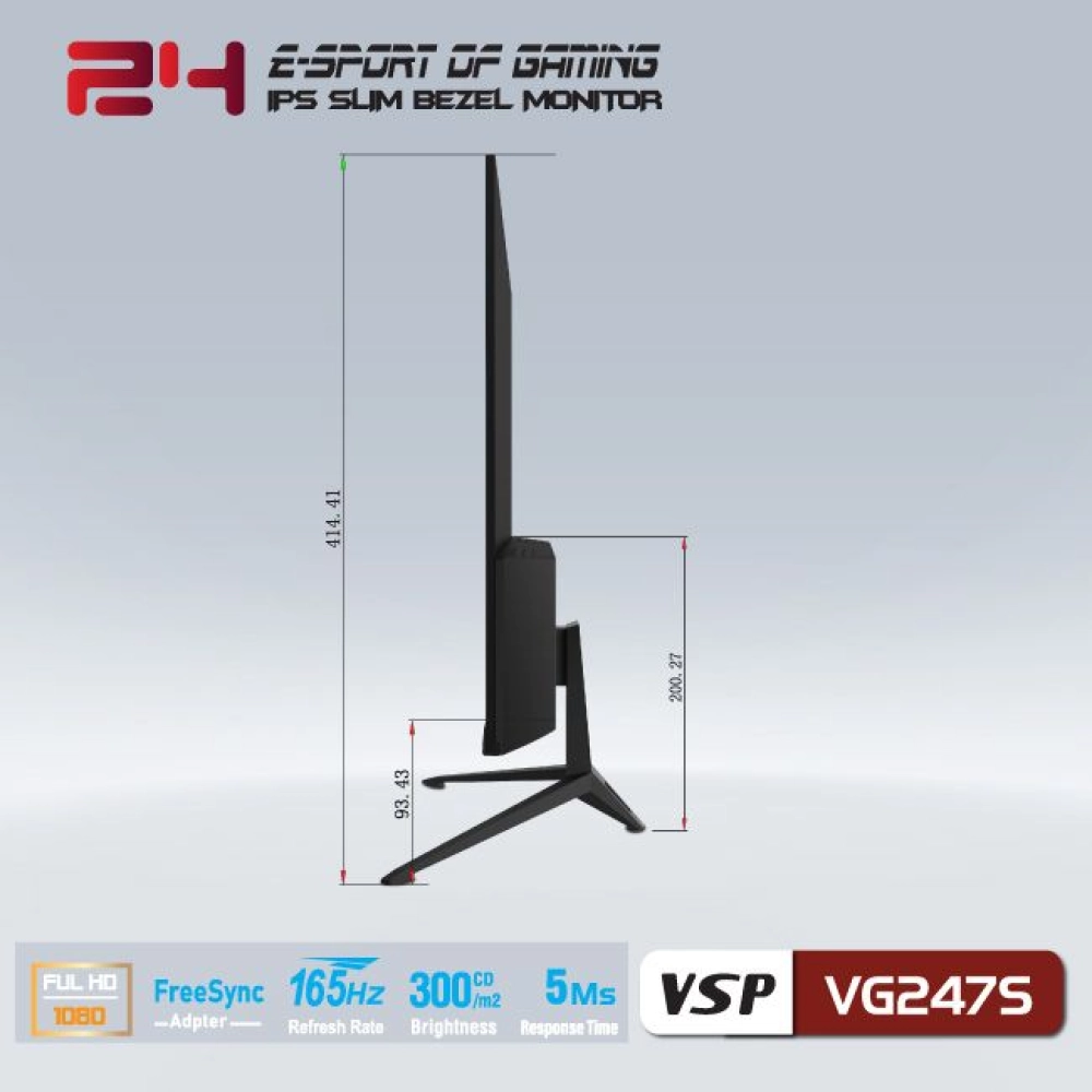 Màn hình máy tính LCD VSP VG247S | 23.8 inch/Full HD/Tấm nền IPS/165Hz Chính Hãng