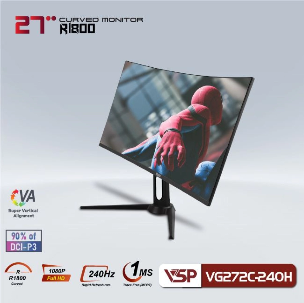 Màn hình máy tính LCD Cong VSP VG272C - 240H | 27 inch/Full HD/Tấm nền VA/240Hz Chính Hãng