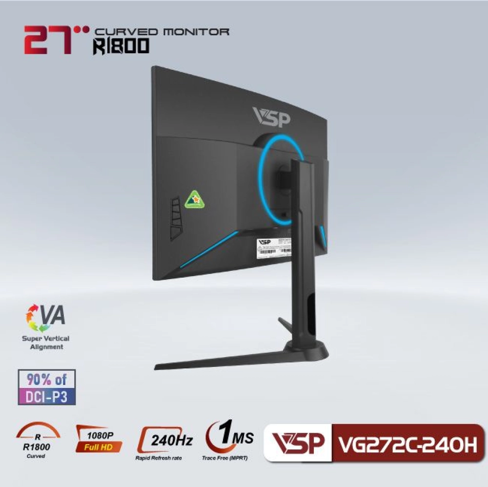 Màn hình máy tính LCD Cong VSP VG272C - 240H | 27 inch/Full HD/Tấm nền VA/240Hz Chính Hãng