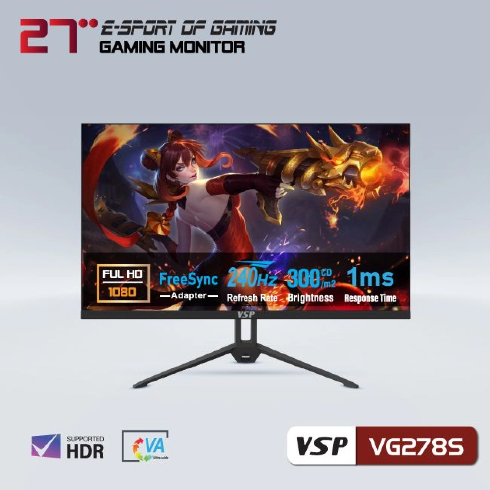 Màn hình máy tính LCD VSP VG278S | 27 inch/Full HD/Tấm nền VA/240Hz Chính Hãng