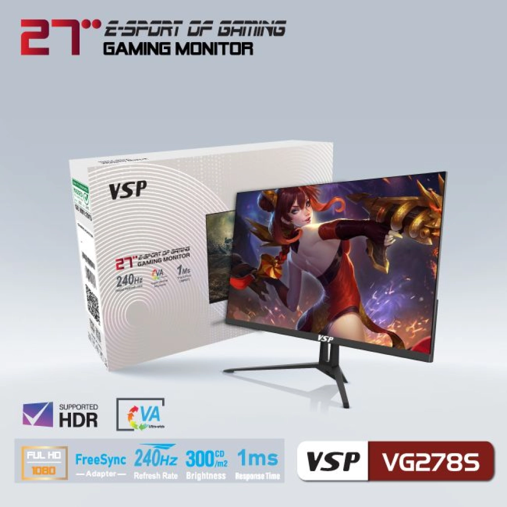 Màn hình máy tính LCD VSP VG278S | 27 inch/Full HD/Tấm nền VA/240Hz Chính Hãng