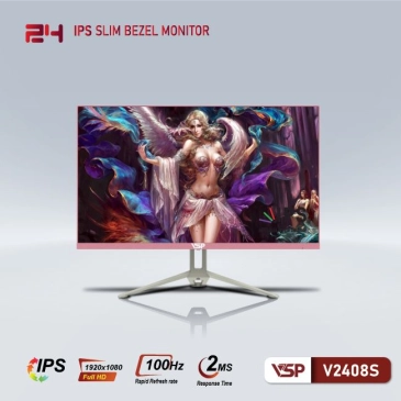 Màn hình máy tính LCD VSP V2408S Hồng | 23.8 inch/Full HD/Tấm nền IPS/100Hz Chính Hãng 