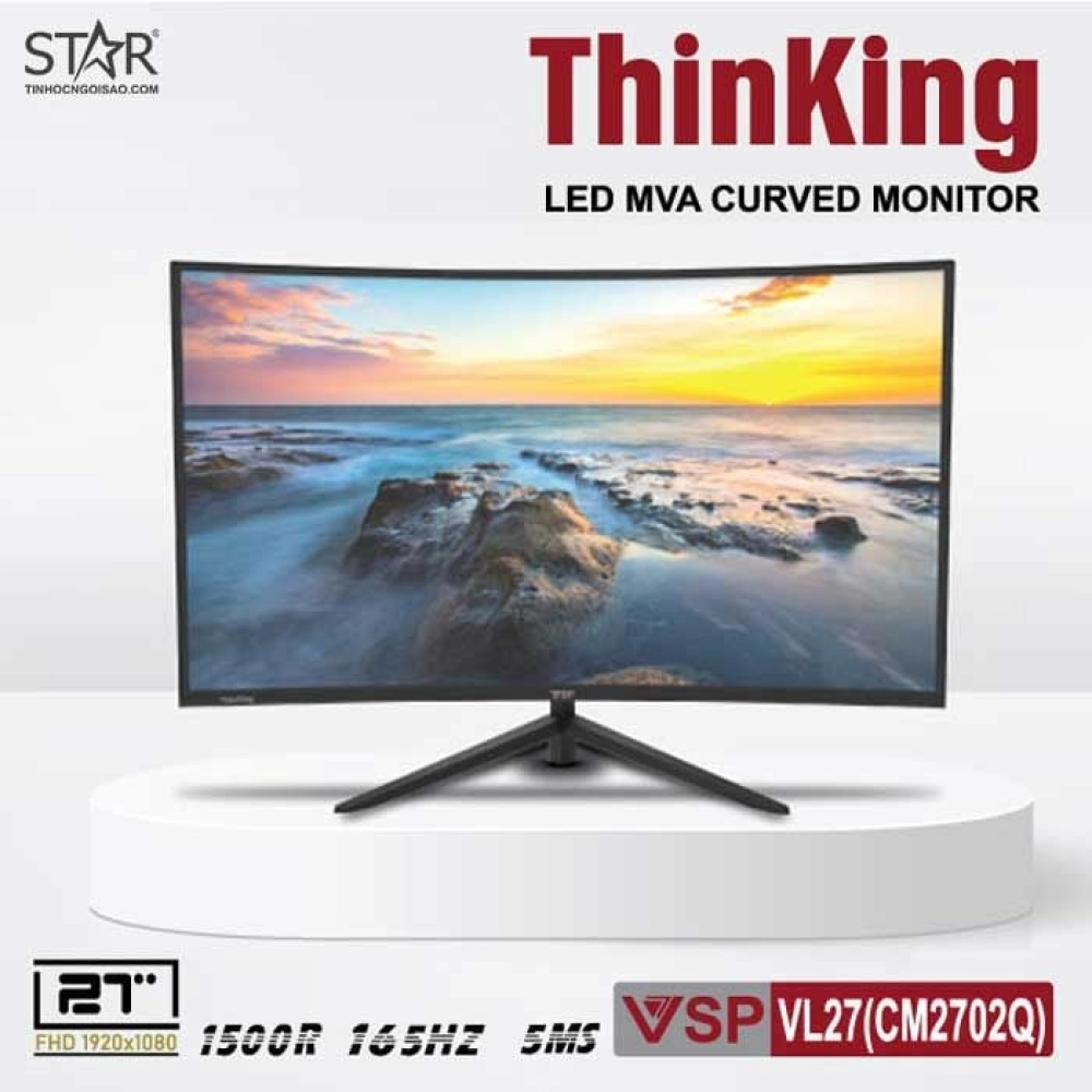 Màn hình máy tính LCD Cong VSP VL27 (CM2702Q) 1500R | 27 inch/Full HD/Tấm nền VA/165Hz Chính Hãng