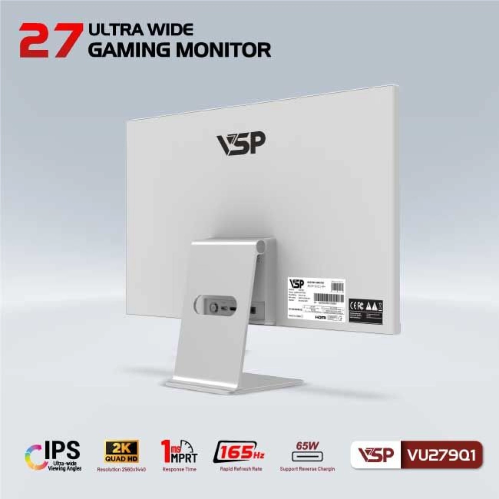 Màn hình máy tính VSP VU279Q1 | 27 inch/2K/QHD/Tấm nền IPS/165Hz White