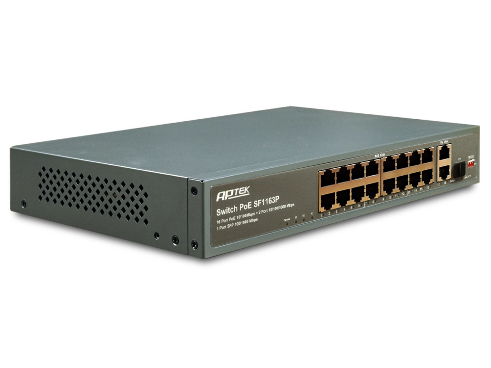 Thiết bị mang Switch PoE Aptek SF1163P (16 port PoE )